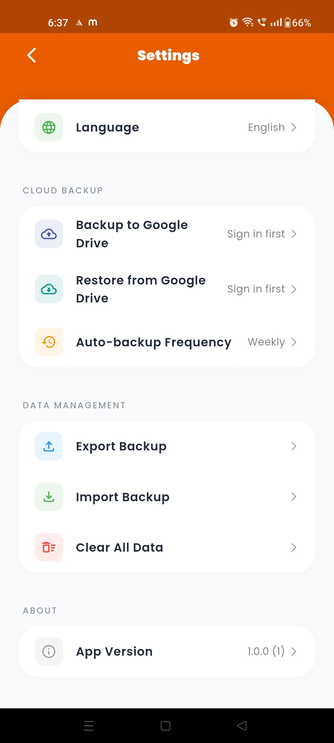 Setting backup